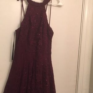 a adorable and affordable dark red dress
